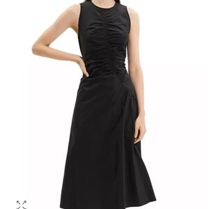 Theory Black Ruched Midi Dress